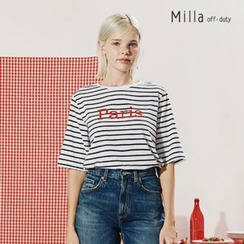 밀라 25S/S 면모달 레터링 티셔츠 5종 454594