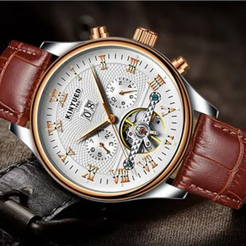 남성 명품 스타일 기계식 오토메틱 가죽 시계 손목시계
