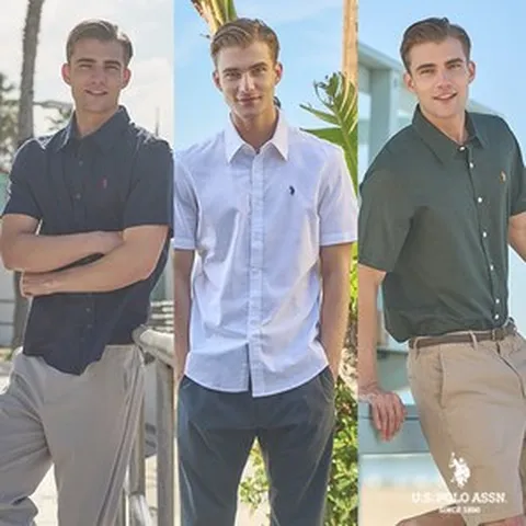 [U.S POLO ASSN.]23SUMMER 남성 클래식핏 코튼 린넨 하프셔츠3종