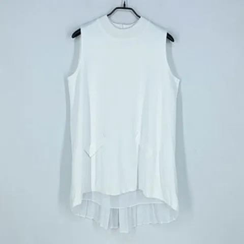 빈티지다온 블루페페 여성 백쉬폰 민소매 니트티 화이트