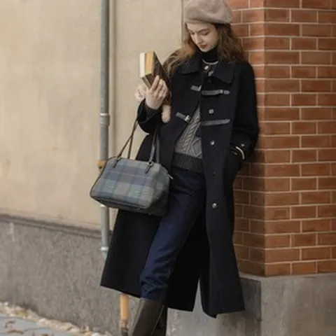 르니나 한예슬착용 CAEL handmade wool buckle long coatBLACK