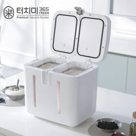 터치미 무선 진공쌀통 듀얼용기 2구보관 19kg (리뷰 EVENT), 터치미 진공쌀통 19kg