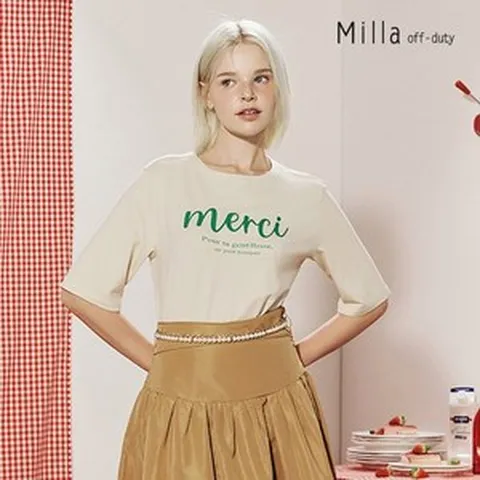 밀라 25SS 면모달 레터링 티셔츠 5종