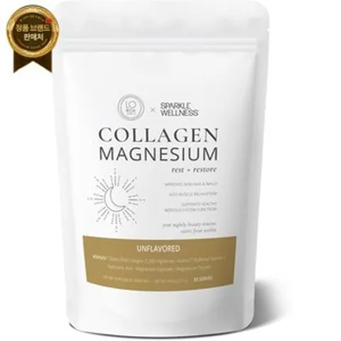 Sparkle Wellness 콜라겐 마그네슘 휴식 + 복원 (맛 없음) [30인분] | 베리솔 생체 활성 펩타이드 글리신산염 및 타우레이트 염 로렌 록스버그 진정시키는 밤의 뷰