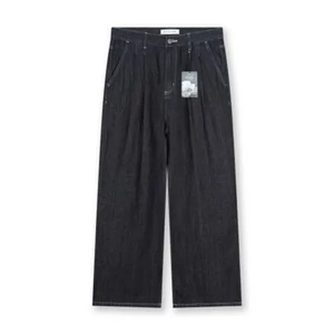 비슬로우 리뉴얼 WIDE FIT TWO TUCK LINEN DENIM PANTS INDIGO