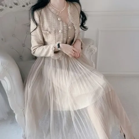 당일발송⚡코코트위드SET 자켓+원피스세트 하객룩 데이트룩 롱원피스 셋업