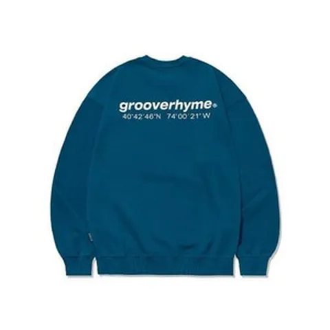 그루브라임 GROOVE RHYME 유니) C100 3단쭈리 - LOCATION 맨투맨 (세미오버핏)(24년)(블루그린) LRARCTM702P 매장정품 184342