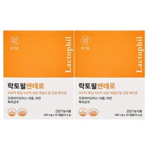 락토필 엔테로 19종 프로바이오틱스 100억 보장 식물성 캡슐 유산균 2개월분, 30정, 2개