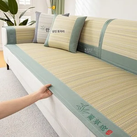 러시 돗자리 소파 매트 여름 방석 매트 미끄럼 방지 소파 커버 등나무 시트 커버