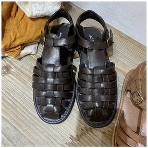 솔트워터샤크 브라도르 김나영샌들 발볼넓은 편한샌달 일본 여름 복고풍 하라주쿠 스타일 시리즈 머리 플랫 비치 여성 로마