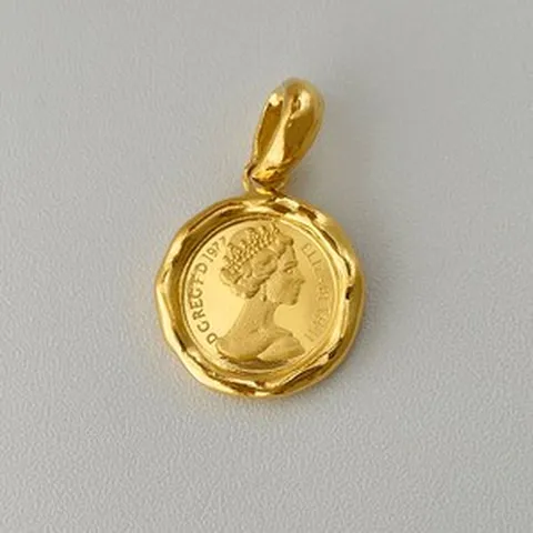 벨뉴주얼리 24K 웨이브 인장 엘리자베스 코인 순금펜던트 7.5g(2) 순도 999