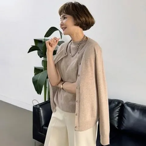 [KT알파쇼핑][아워퀸잇] 24FW 캐시미어 100% 가디건 (55~88) (5컬러)_HQ24WCA001