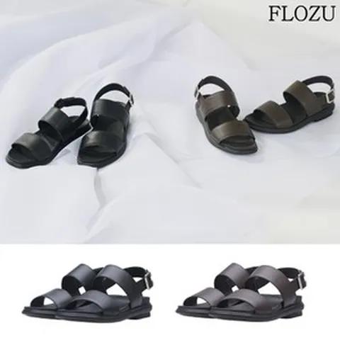 [KT알파쇼핑] 플로쥬 남성 소가죽 투밴드 샌들