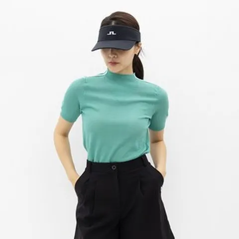 여성골프 반팔 니트 티셔츠 상의 골프아울렛 골프복여성 MOCKNECKPERF