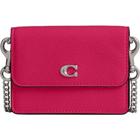 코치 COACH 여성용 하프 플랩 카드 지갑 크로스바디백 핑크