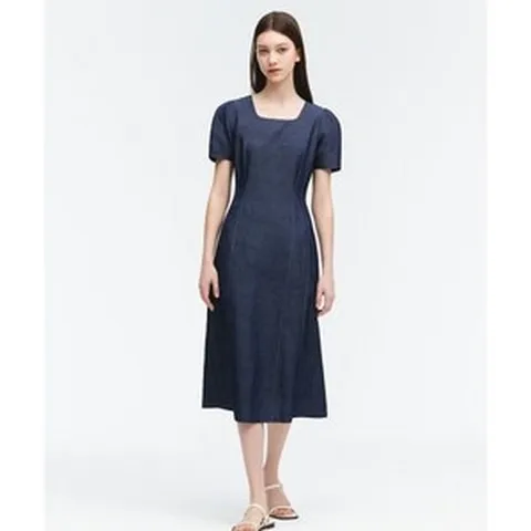 MONGDOL 스퀘어넥 퍼프 롱 데님원피스 인디고 MDOP050INDIGO