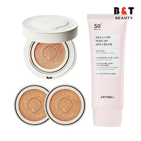 아트델리 도자기광쿠션 본품 23호 + 리필 x2 + 멜라컷 선크림 50ml, 1개, 단품