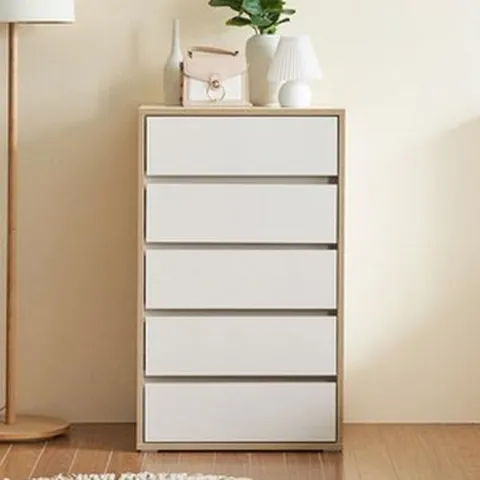 광폭서랍장 옷서랍장 5단600 안방 원룸 아기옷, 크림화이트