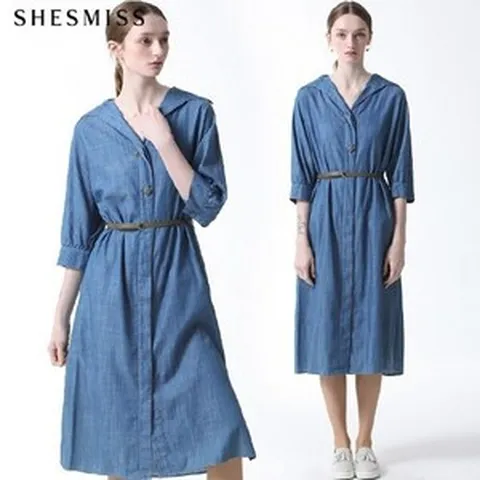 신세계라이브쇼핑(온라인) 슬림 스트랩 데님 롱 원피스