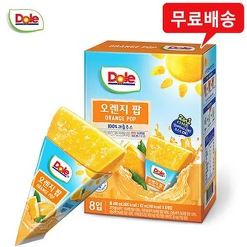 Dole 돌 후룻팝 오렌지팝(8개입)x2팩/100%과즙/무배, 496ml, 16개