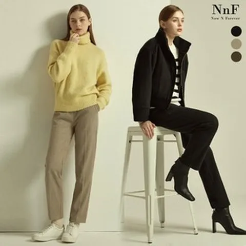 루시앙 NNF 22FW 여성 기모 헤링본 밴딩 팬츠 3종 SET