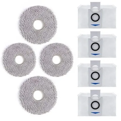 에코백스 로봇청소기 악세사리 정품재질 100%호환 물걸레 4p+먼지봉투 4p / X1옴니 / X1터보 / T20옴니 / T10옴니 / T10터보, 1세트