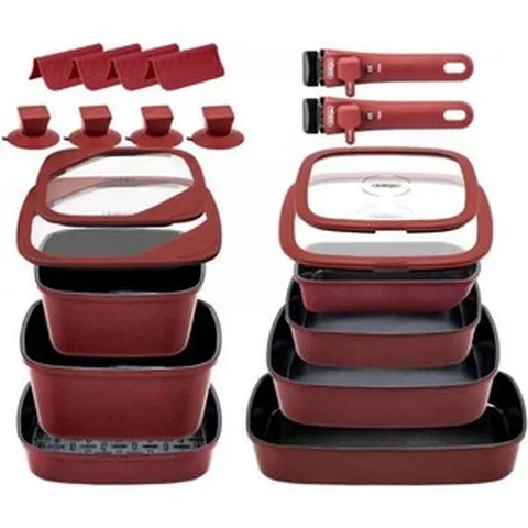 BoOh gle 보오글 프라이팬 냄비 세트 IH 가스불 대응 손잡이가 떨어지다 잘 붙지 않는다 세라믹코팅 세척이쉬운 단품세트 블랙 13종, 버건디_17종 세트, 1개