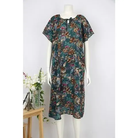 인견하우스 풍기인견 원피스 리본끈원피스-청록색