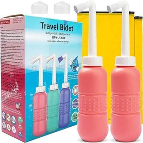 휴대용 비데 425.2g(15온스) 대용량 개인 여행용 비데 화장실 450ml 휴대용 비데 여행 개인 위생 산후 회 관리 2개 팩 핑크, Pink, 2) Pink