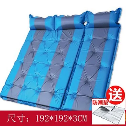 자충매트 캠핑 원터치 자동충전매트 습기차단 수면매트 텐트 야외 2m 에어매트 방습매트, 06 블루 그레이 블루 세트 3인3CM