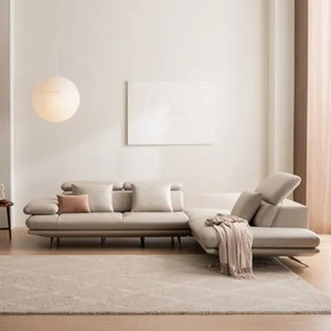 [라클라우드 (가구)] 라르테 4인 코너형 이태리 가죽 소파, 색상:밀라노 아이보리