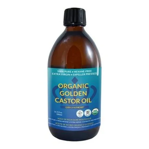 퀸 오브 더 트론즈 오가닉 골든 캐스터 오일 - 500mL (16.9oz) | 모발 피부 및 소화를 위한 100% 퓨어 & 엑셀러 | 헥산 프리 | USDA 인증, 1개