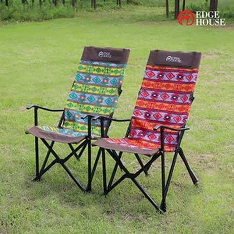 엣지하우스 릴렉스체어 캠핑 의자 (1+1) 2개 세트, 오렌지, 그린