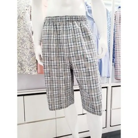 비비안 (수비비안)50%!! 곧품절!! 면 파자마 요철감 있는 도비원단 세련된 라이트블루 체크무늬 남성 이지웨어 하의 파자마(NC해운대) EZ6110P