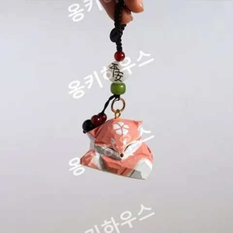 여우 목각 미니어처 인형 조각품 귀여운동물 인테리어 선물용, 피스비즈 리틀팍스 열쇠고리