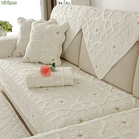 플라워 쇼파 등받이 커버 2인용 3인용 4인용 6인용 쇼파패드 커버 (화이트 그레이)