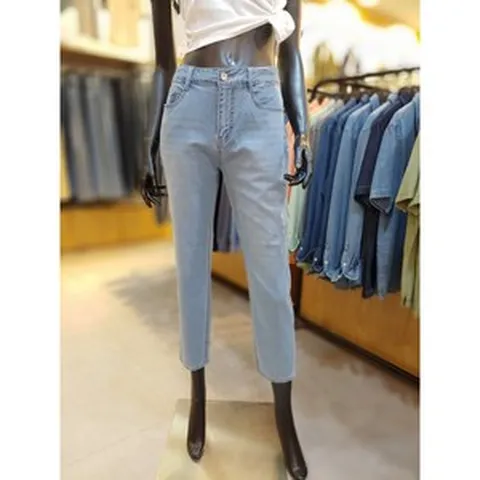 닉스 여름 여자 시원한 쿨 얄고 부드러운 보이핏 스판 청바지740