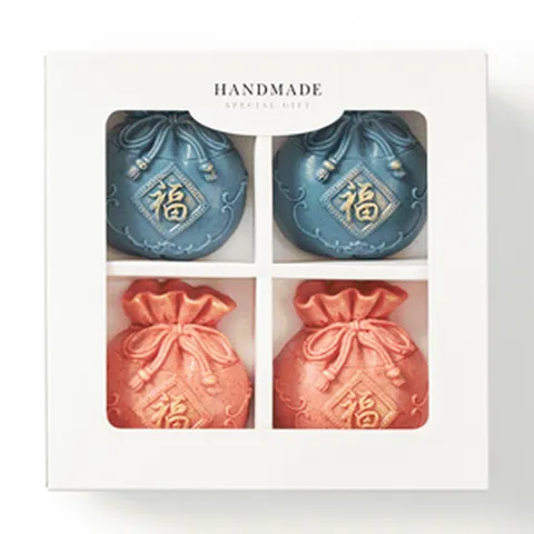 [추석/설 선물 세트]명절 복주머니/전통 디자인 수제 비누 4구/설 새해 신년 행사, 4구) 연꽃_단품구매(쇼핑백X)_선택안함(케이스포장까지