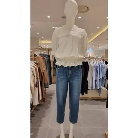 시에로 SIERO 요크 스모킹 프릴넥 볼륨 블라우스 SI2SHF062 347515