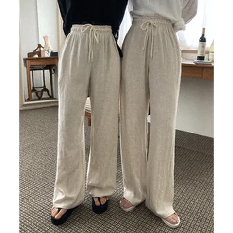 [숏 롱기장] ( LINEN) 콜드 린넨 밴딩 와이드 팬츠 (무료배송)