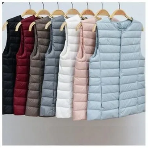 여성 오리털 경량 패딩 똑딱이 패딩조끼 U넥 유니클로 대체