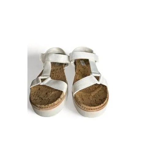 STEVEN by 스티브매든 여성용 스트랩 Belmar 화이트 Cork 플랫 샌들 사이즈 9 엄마선물