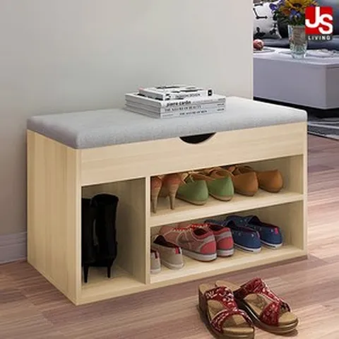 JS리빙 현관 벤치 신발장 정리대 2단 원목 아파트 서랍장 신발 정리 선반 쿠션 의자 간이 슈즈렉 틈새 슈즈 수납장 다용도 보관함 스툴 @JSLIVING / 032124-JSLIV, 1개