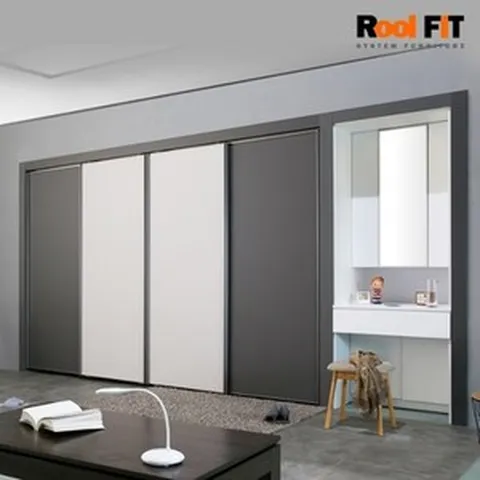 [루이핏] 화장대 슬라이딩 맞춤 붙박이장 고급형 270cm_9자, 실키그레이