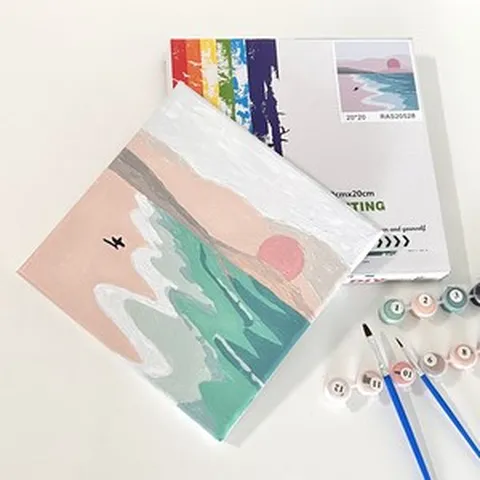 또티 유화 명화 하와이 코타키나블루 괌 그리기 DIY 세트, 핑크 코타키나블루