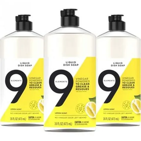주방세제 안전하고 은은한 세정력 찌든때 걱정없는 1종 9가지 요소 주방 세제 레몬 향 클리너 16온스 병3팩, Liquid Dish Soap