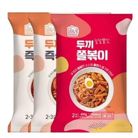 [당일 출고] 두끼 떡볶이 쫄볶이 2팩+ 즉석 1팩 즉석 2팩 +쫄볶이 1팩, 490g