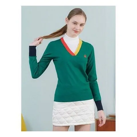 베네통 골프여성 풀오버 터틀넥 니트 그린 마감임박!!!, GREEN