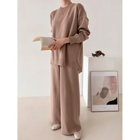 더데이몰 니트바지세트 여성용 봄 상하세트 빅사이즈 오버핏 간절기