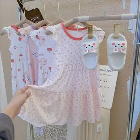 아짱 키즈 여아 여름신상 여아원피스 반팔 원피스 시원한 원단 실내복 잠옷 원피스3종세트